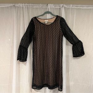 Brittany Black Womens Shift Dress, black Scoop Neck 3/4 Sleeve